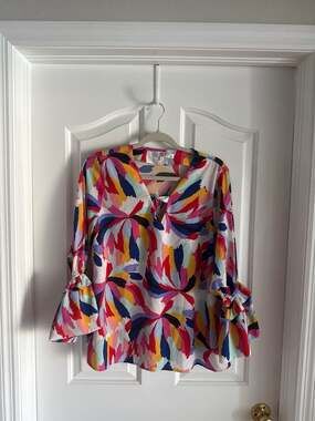 CROSBY by Mollie Burch Suzie Tunic in Abstract Multi Brushstroke Print